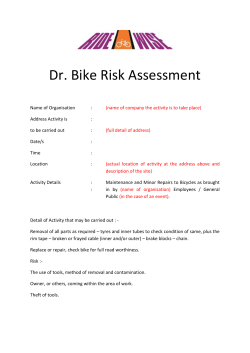 Dr. Bike Risk Assessment Name of Organisation : (name of company