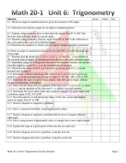 Trigonometry Practice Booklet Math 10C