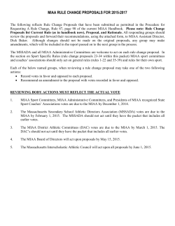 MIAA RULE CHANGE PROPOSALS FOR 2015-2017