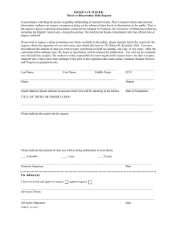 Thesis or Dissertation Hold Request