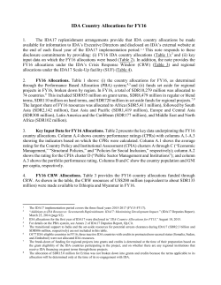 IDA Country Allocations for FY16