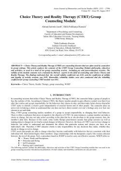 Choice Theory and Reality Therapy (CTRT) Group Counseling Module
