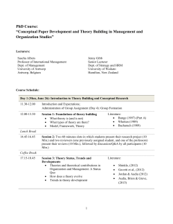 PhD Course: &ldquo;Conceptual Paper Development and Theory