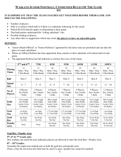 JUNIOR SOCCER CONDENSED RULES OF THE GAME