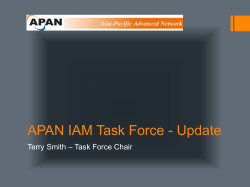 APAN IAM Task Force - Update