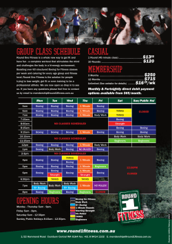 Casual Membership Group Class Schedule