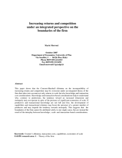 Increasing returns and competition under an integrated perspective