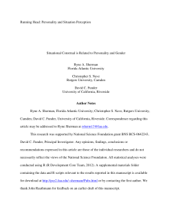 Personality and Situation Perception Situational Construal is