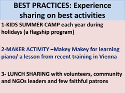 II-BEST PRACTICES/ experience sharing (the followings are