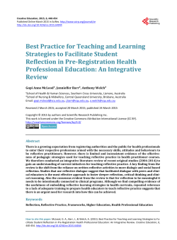 Best Practice for Teaching and Learning Strategies to Facilitate