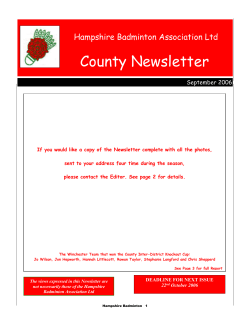 Newsletter - Hampshire Badminton Association