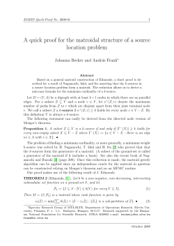 A quick proof for the matroidal structure of a source location problem