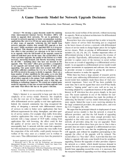 A Game Theoretic Model for Network Upgrade Decisions