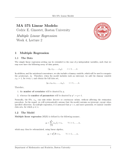 MA 575 Linear Models: Cedric E. Ginestet, Boston University