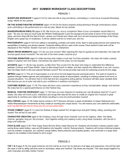 2017 summer workshop class descriptions period 1 period 2