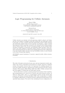 Logic Programming for Cellular Automata