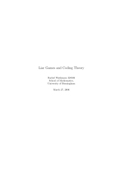 Liar Games and Coding Theory - School of Mathematics