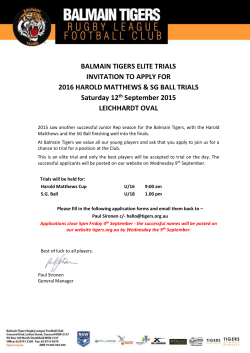 BALMAIN TIGERS ELITE TRIALS INVITATION TO APPLY FOR 2016