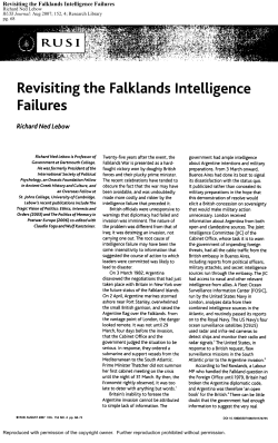 Revisiting the Falklands Intelligence Failures