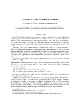 INVARIANT BLOCKS UNDER COPRIME ACTIONS One of the most