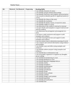 Skills Mastery List