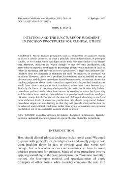 Intuition and the Junctures of Judgment in Decision Procedures for