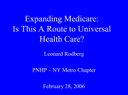 Expanding Medicare: Route to Universal Health Care?