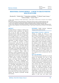 Review Article BEHAVIORAL CHANGE MODELS