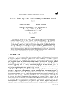 A Linear Space Algorithm for Computing the Hermite Normal Form