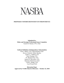 PROPOSED UNIFORM DEFINITION OF INDEPENDENCE