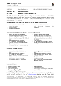 1 POSITION Quantity Surveyor JOB REFERENCE NUMBER