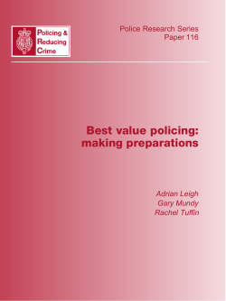 Best value policing: making preparations