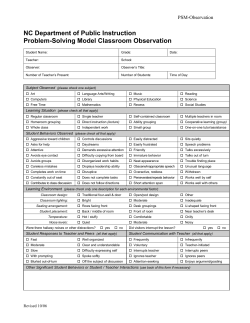 PSM Observation - Lee County Schools
