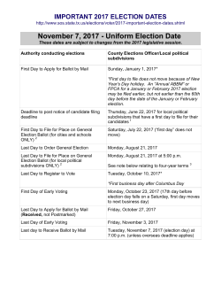 November 7, 2017 - Uniform Election Date