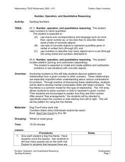 Number, Operation, and Quantitative Reasoning Activity: Spotting