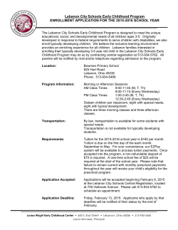 Lebanon City Schools Early Childhood Program ENROLLMENT