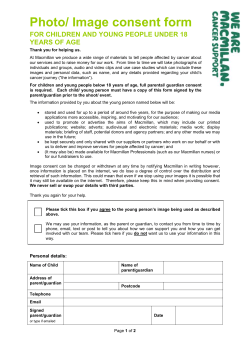 Photo and image consent form for under 18s