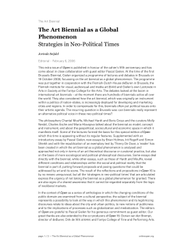 The Art Biennial as a Global Phenomenon Strategies in Neo
