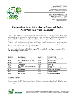 Nineteen New Jersey Lottery Instant Games Will Expire