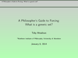 A Philosopher`s Guide to Forcing: What is a generic set?