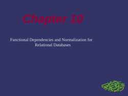 Functional Dependencies and Normalization for Relational