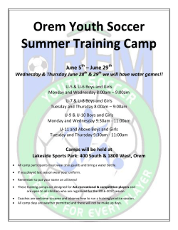 Orem Youth Soccer Summer Training Camp