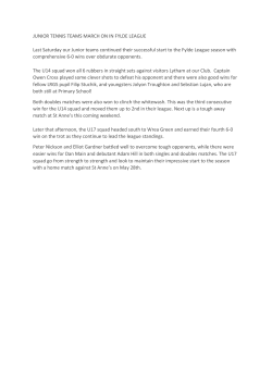 JUNIOR TENNIS TEAMS MARCH ON IN FYLDE LEAGUE Last