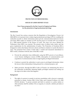 Briefing on New Clause - RIPA and LPP