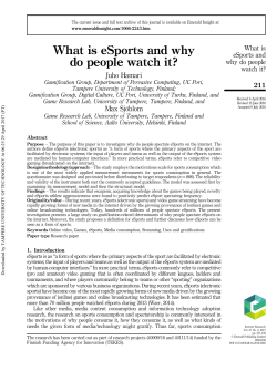 What is eSports and why do people watch it? (PDF