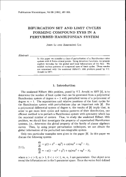 Abstract BIFURCATION SET AND LIMIT CYCLES FORMING