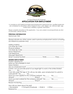 Employment Application - Crowley Lake Fish Camp