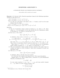 Describe equivalence classes for the following equivalence