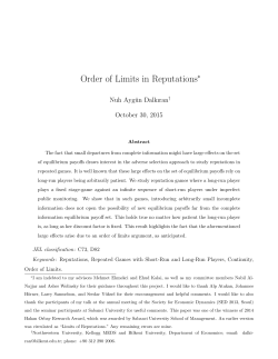 Order of Limits in Reputations