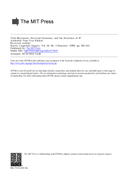 Verb Movement, Universal Grammar, and the Structure of IP